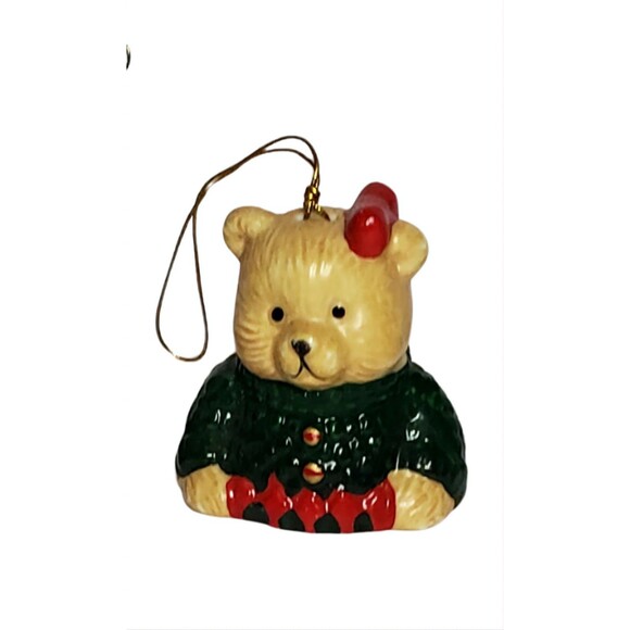 Vtg Ceramic Christmas Bell Ornaments Lot of 4 - Santa, Bear, House - Excellent - Picture 13 of 15